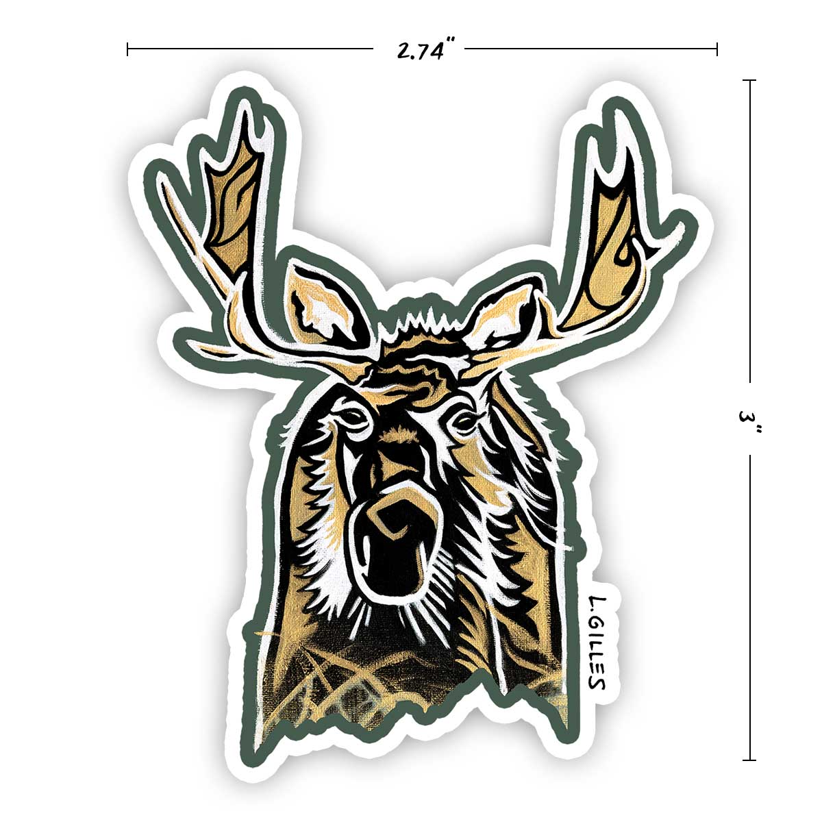 Sticker - "Jackson Moose" - Creative Modern Art Design - 2.74" x 3"
