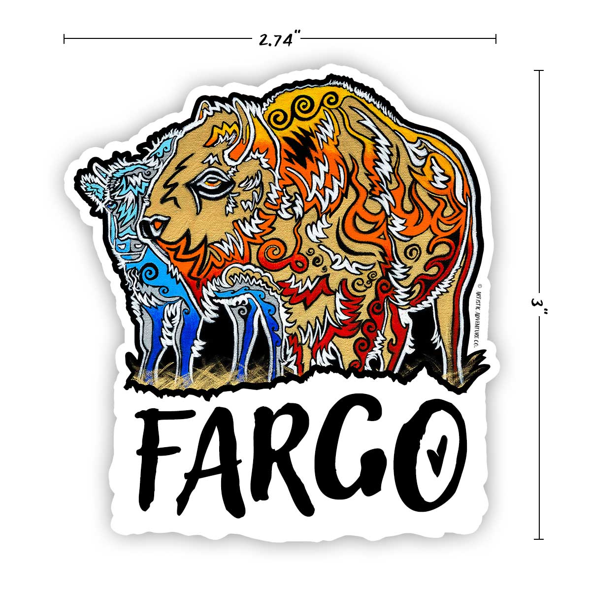 Sticker - "Protective Instincts" Buffalo / Bison - Fargo, ND - 2.74" x 3"