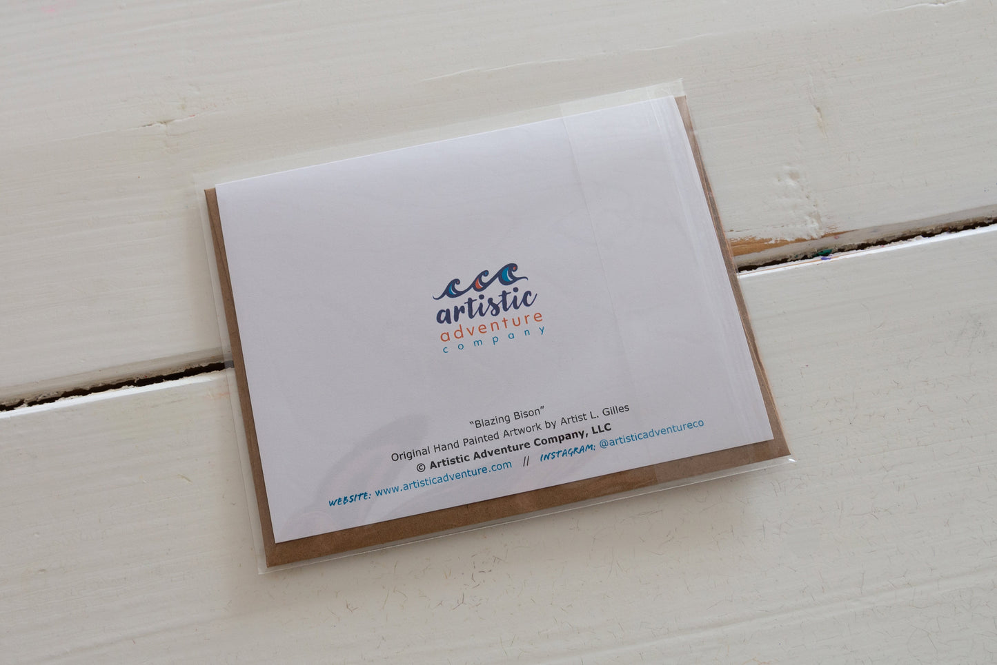 Greeting Card - "Blazing Bison" - Handmade Buffalo Art Card / Note Card