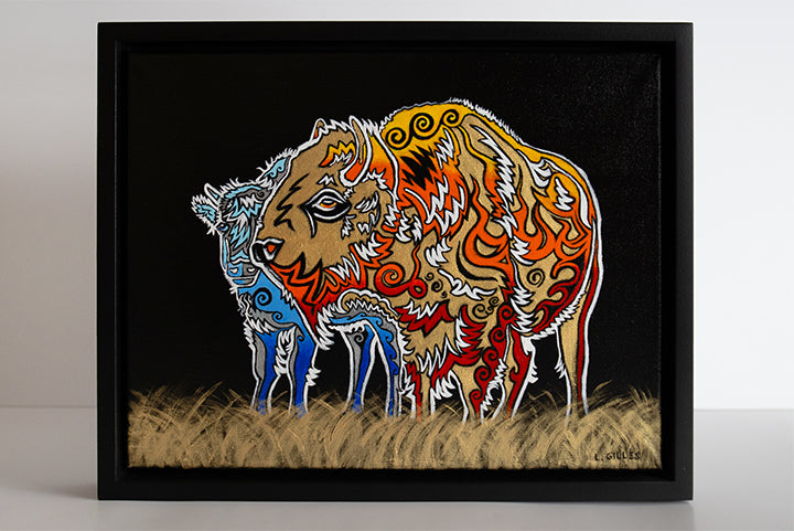 "Protective Instincts" - Original Acrylic Painting on Canvas by Artist L. Gilles - 11" x 14" - Framed