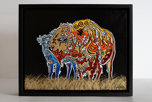 "Protective Instincts" - Original Acrylic Painting on Canvas by Artist L. Gilles - 11" x 14" - Framed
