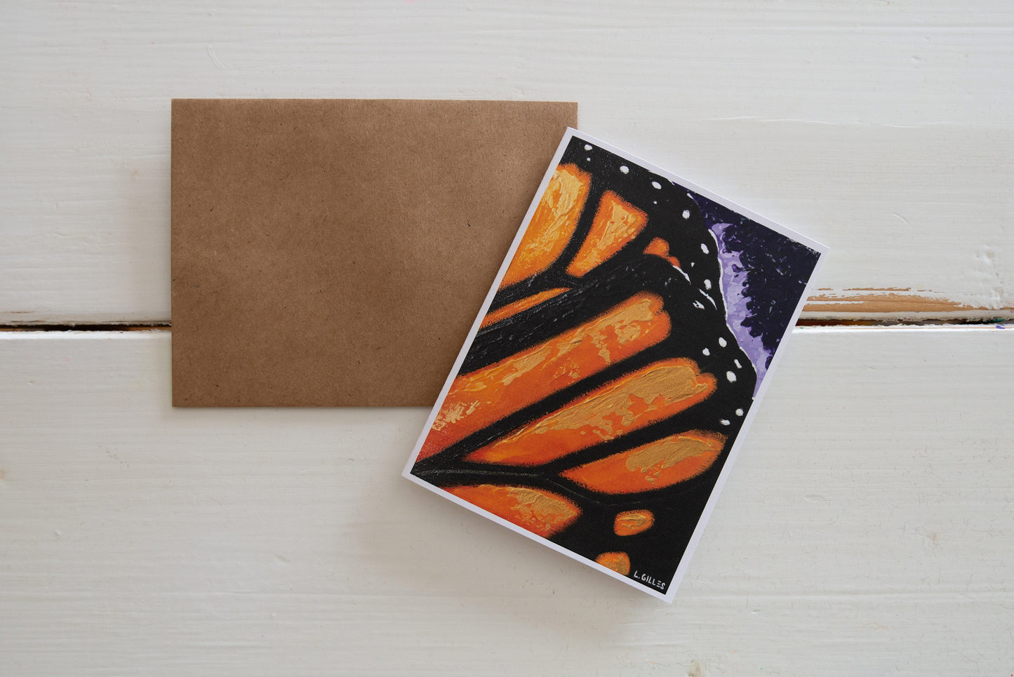 Greeting Card - "Monarch Wing Study" - Handmade Monarch Butterfly Wings Art Card / Note Card