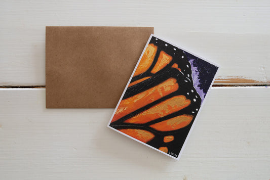 Greeting Card - "Monarch Wing Study" - Handmade Monarch Butterfly Wings Art Card / Note Card