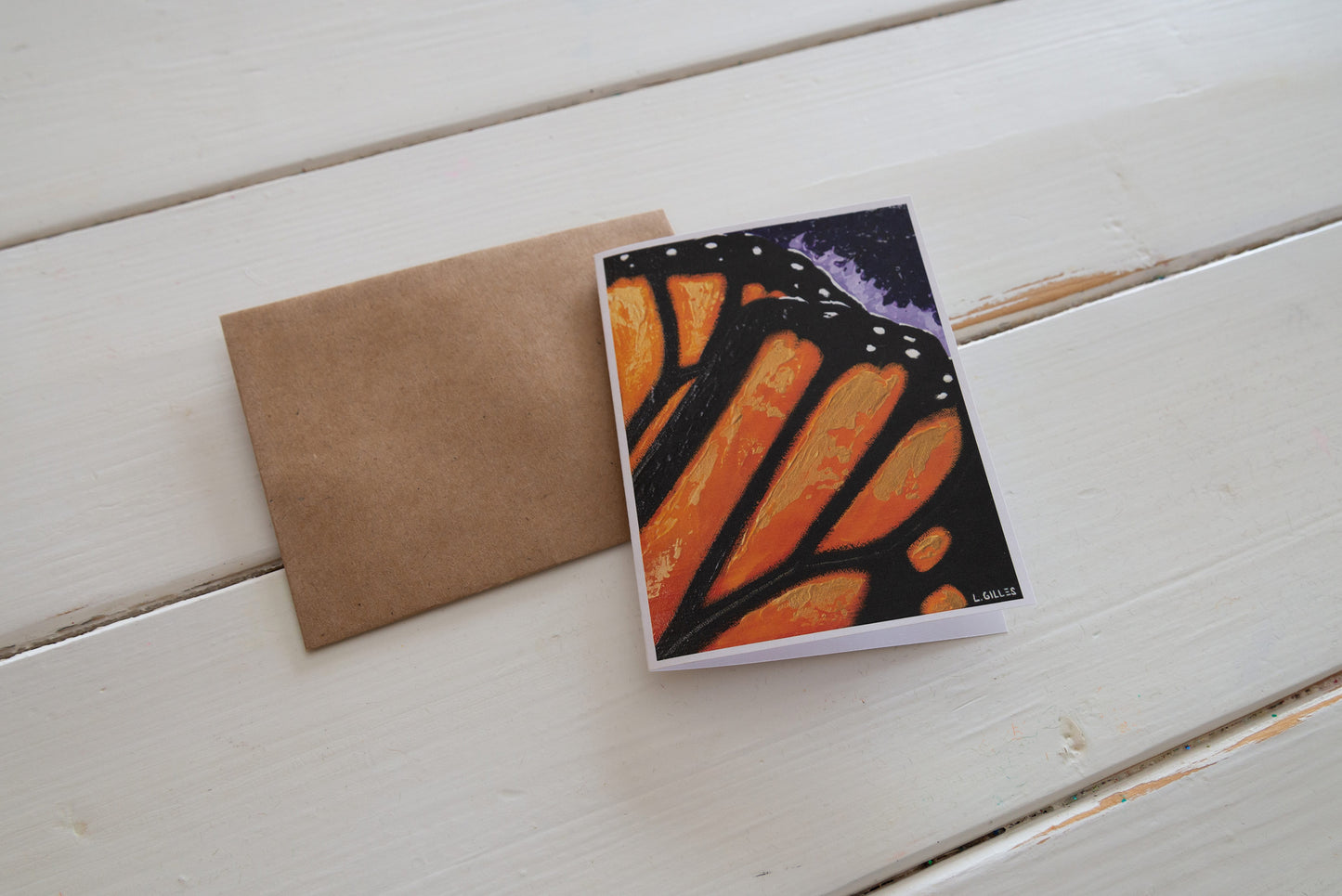 Greeting Card - "Monarch Wing Study" - Handmade Monarch Butterfly Wings Art Card / Note Card