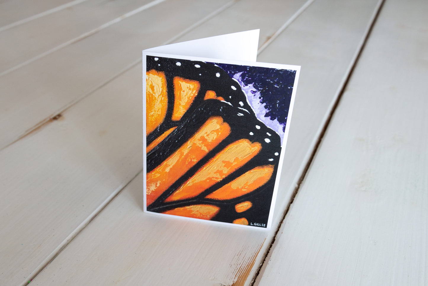 Greeting Card - "Monarch Wing Study" - Handmade Monarch Butterfly Wings Art Card / Note Card