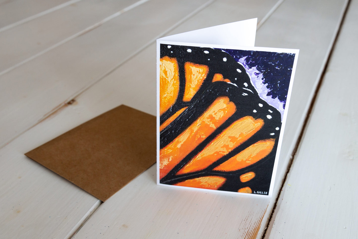 Greeting Card - "Monarch Wing Study" - Handmade Monarch Butterfly Wings Art Card / Note Card
