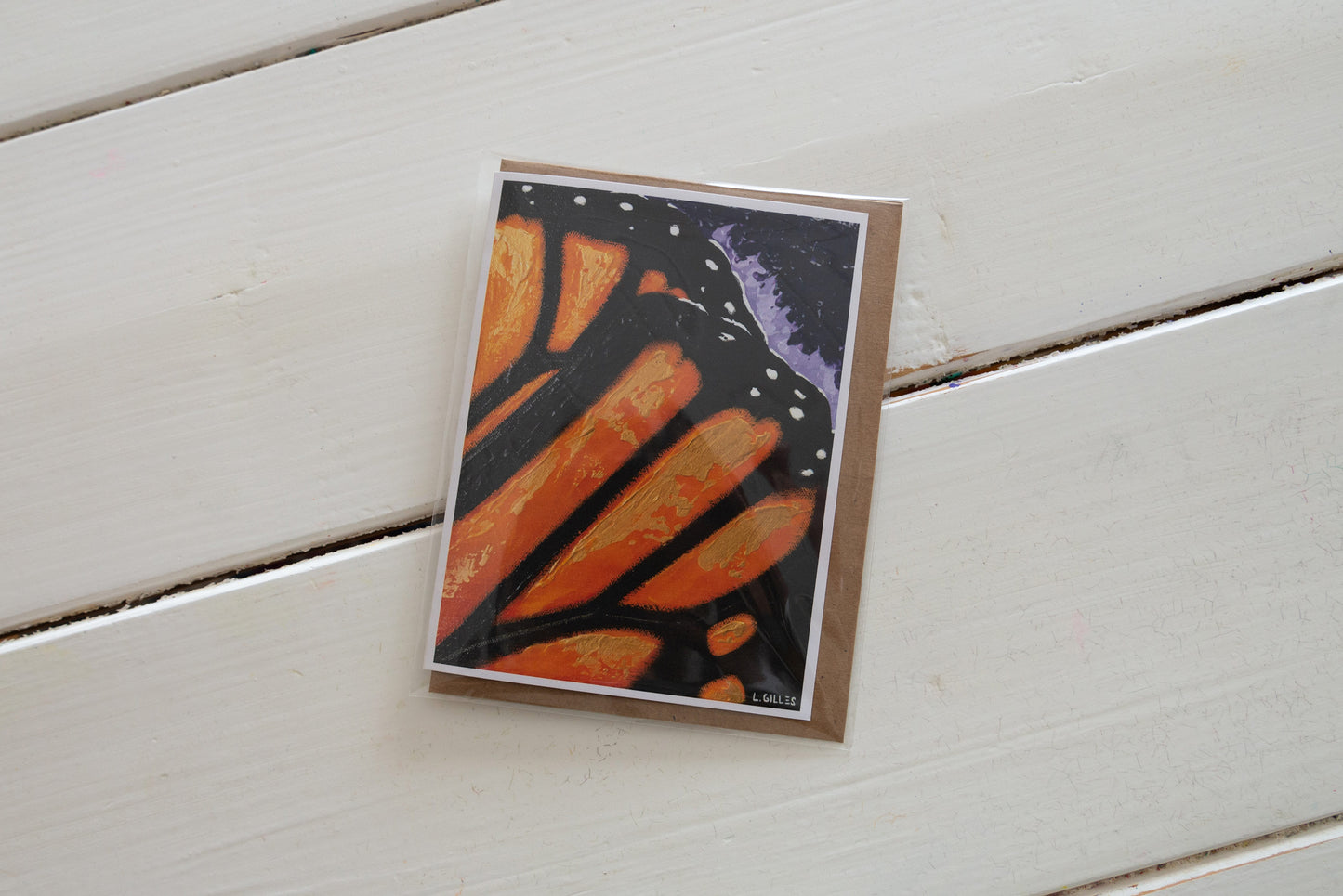 Greeting Card - "Monarch Wing Study" - Handmade Monarch Butterfly Wings Art Card / Note Card