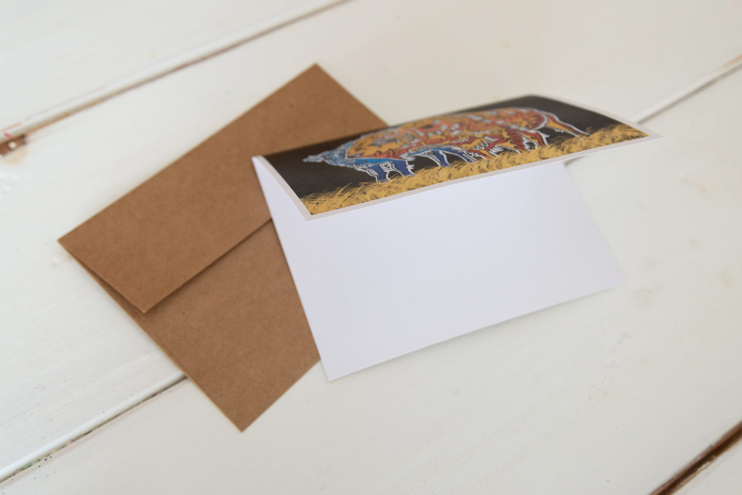 Greeting Card - "Protective Instincts" Bison / Buffalo Card - Mom + Baby - Handmade Art Card / Note Card